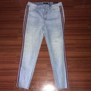 Light blue denim stripes jeans